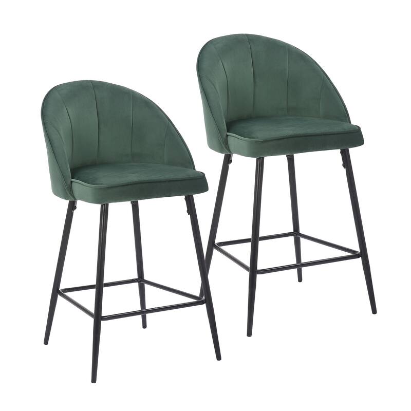 Porthos Home Freya Velvet and Metal Counter Stools (Set of 2)