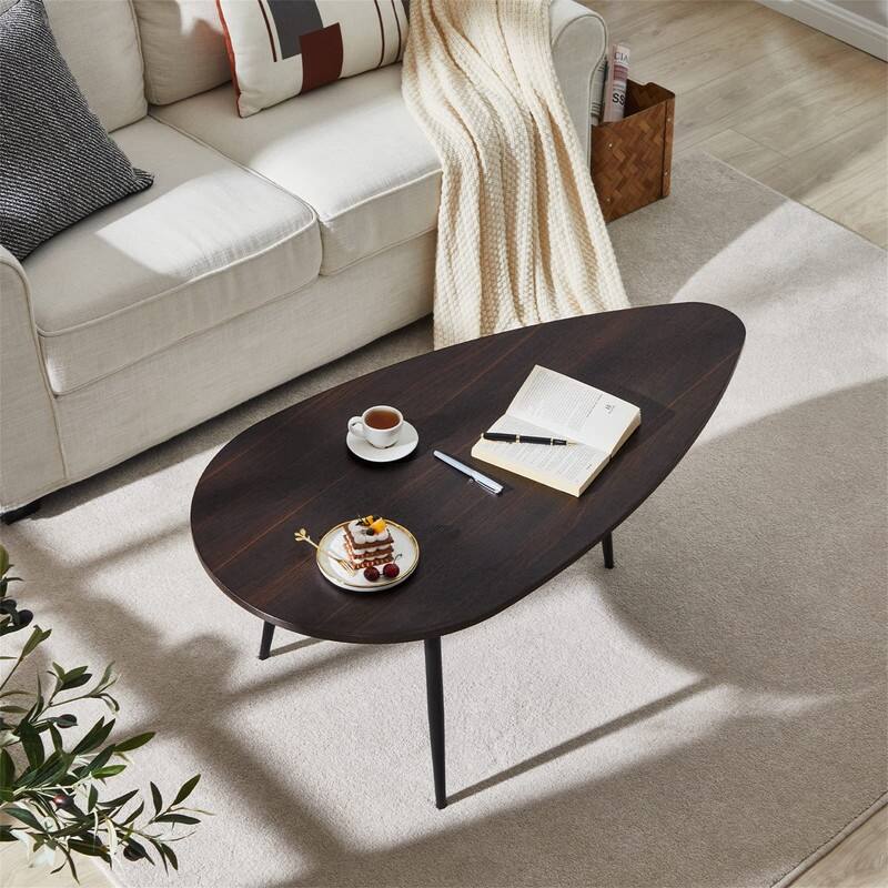 Coffee Tables for Small Space Unique Simple Oval - 22.2"D x 42.5"W x 17.1"H