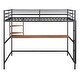 preview thumbnail 4 of 7, Black Metal Loft Bed with Desk and Shelves, Modern Style, Stable Structure, Full Size