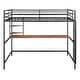preview thumbnail 4 of 12, Full Metal Loft Bed with Desk and Shelve, Black