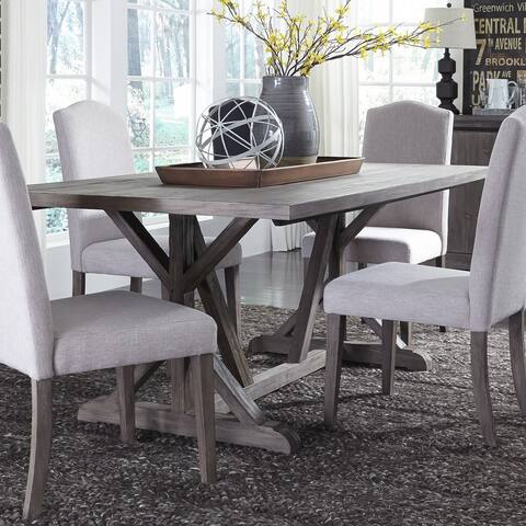 Carolina Lakes Wire Brushed Weathered Gray Trestle Table - Grey
