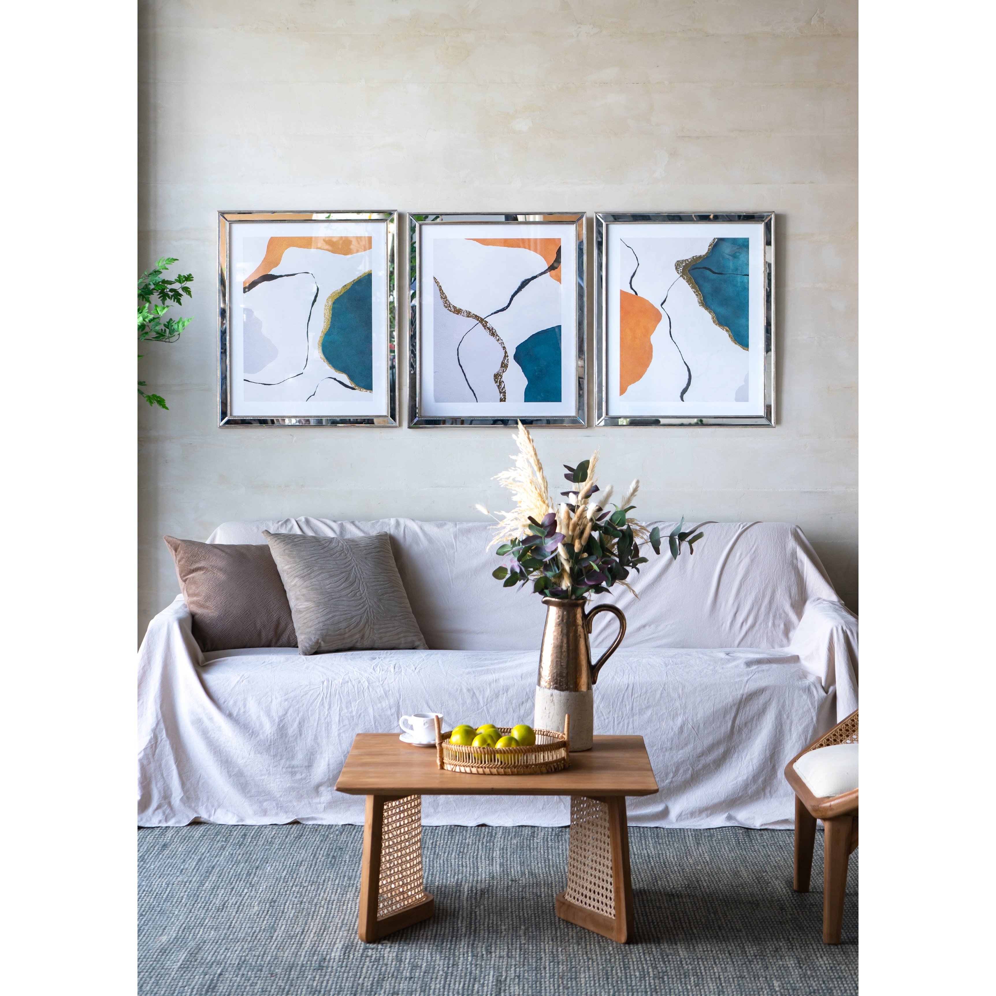S/3 22x26x0.6" Marcia Mirror-Framed Wall Art