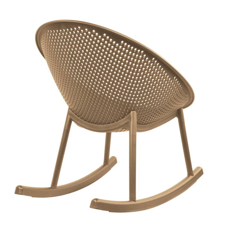 Patio Rocking Chairs | Oval Egg Shaped Lounge Rocker | All Weather Plastic | Modern Accent Side Chair for Indoor or Outdoor Use