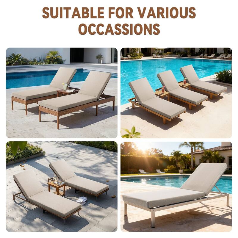 Gymojoy 72x22x3.5 Inch Outdoor Chaise Lounge Cushion, Waterproof Patio & Pool Chair Cushion with Removable Cover
