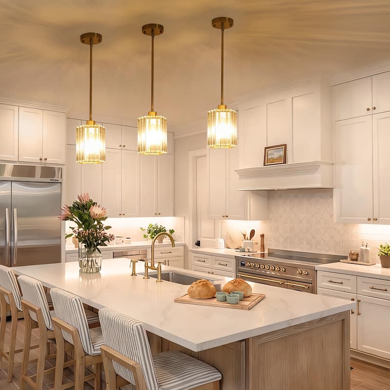 1-Light Crystal Pendant Lighting Fixtures for Sloped Ceiling