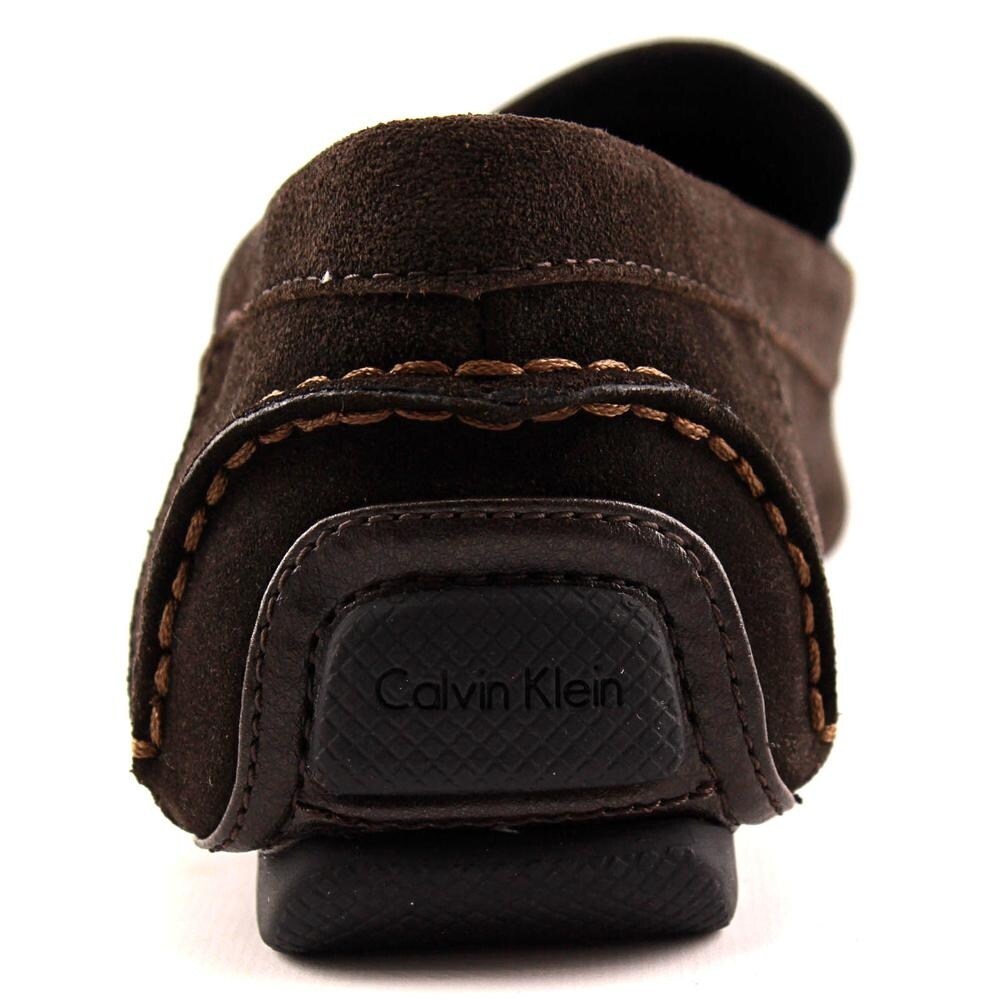 Shop Calvin Klein Menton Men Moc Toe Suede Brown Loafer