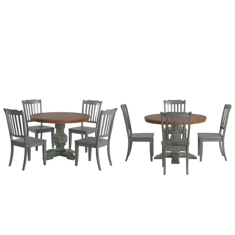Ronda 45" Round Solid Wood Top Dining Set with Spindle Back Chairs