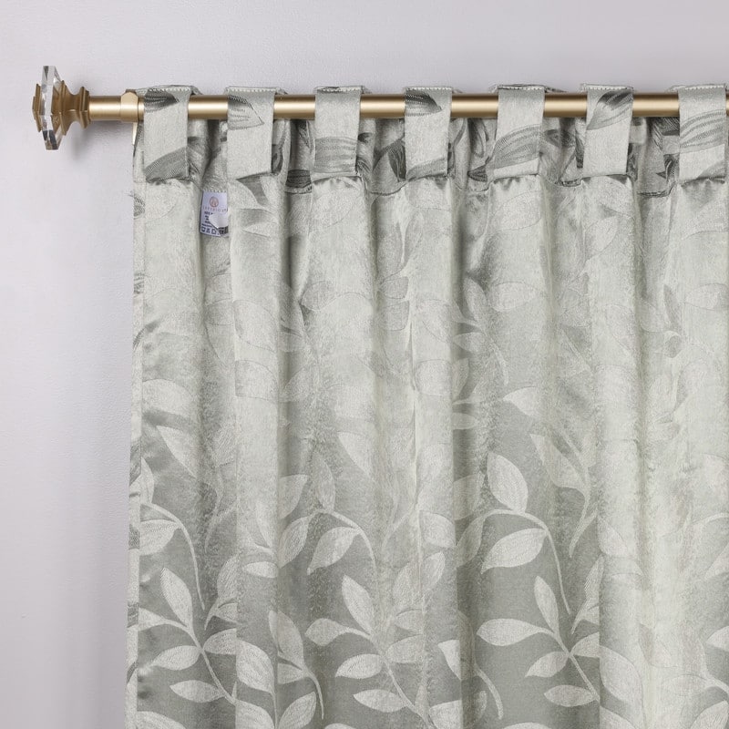 Superior Leaves Machine Washable Room Darkening Curtains with Back Tabs, Set of 2