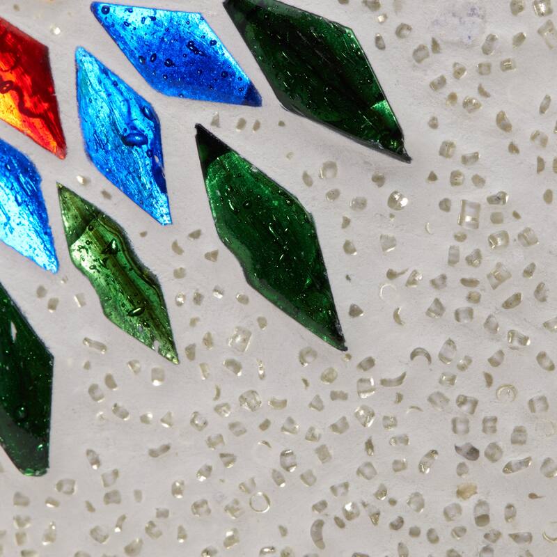 Amelia River of Goods White and Multicolor Mosaic Glass Oval Shaped Shade 9.5-Inch Accent Lamp - 9.75" x 5.75" x 9.5"