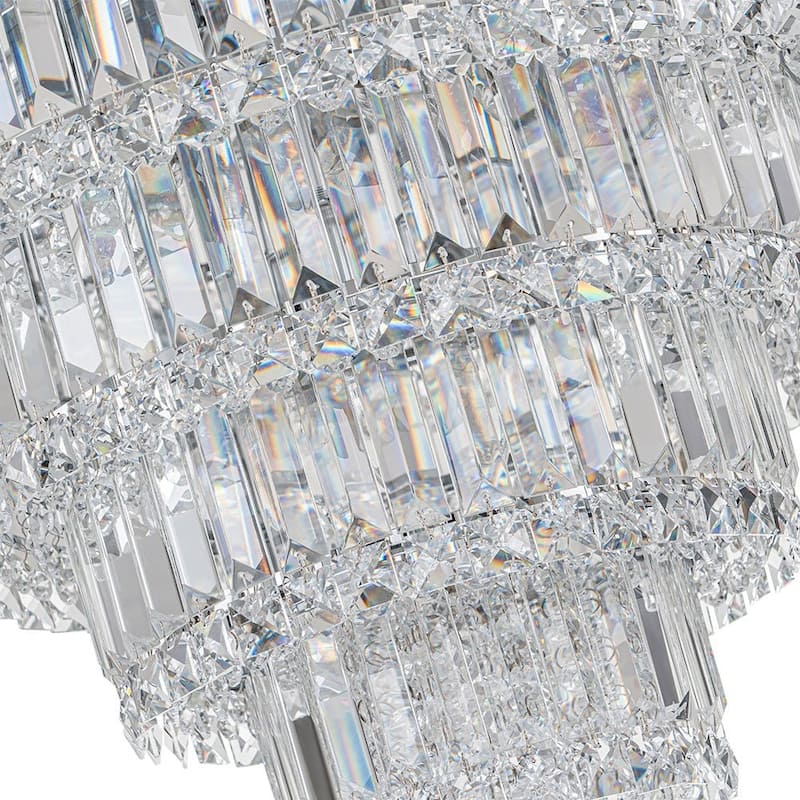 Luxury Chrome 17-Light Tiered Crystal Waterfall Empress Chandelier - 24.8in