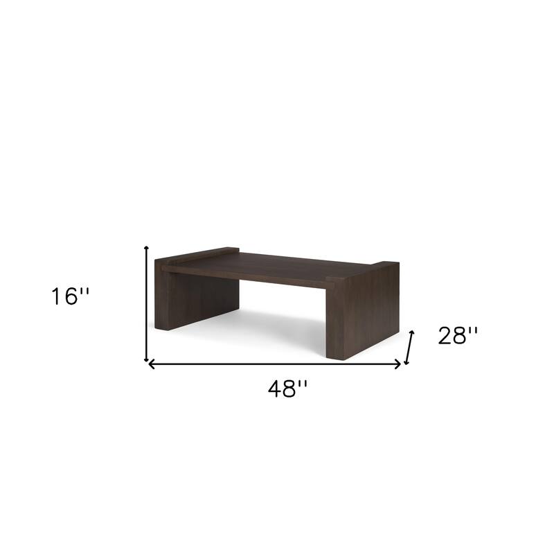 HomeRoots 48" Dark Brown Solid Wood Sled Coffee Table - 48' X '16' X '28