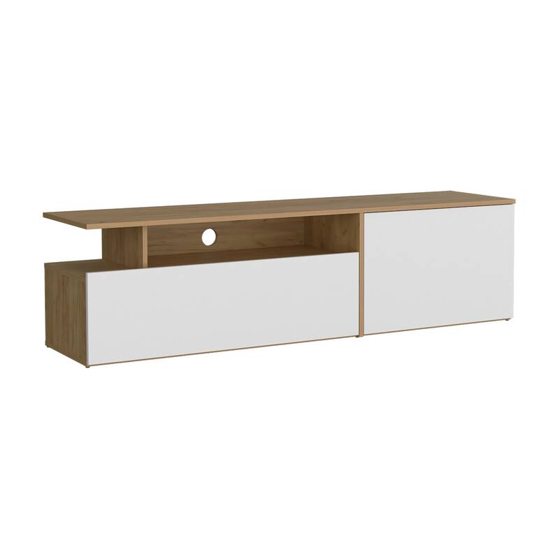 Tv Stand with Sleek and minimalist design,60" TV Capacity,2 Doors, 4 Shelves,FSC Certified CPSIA Compliant