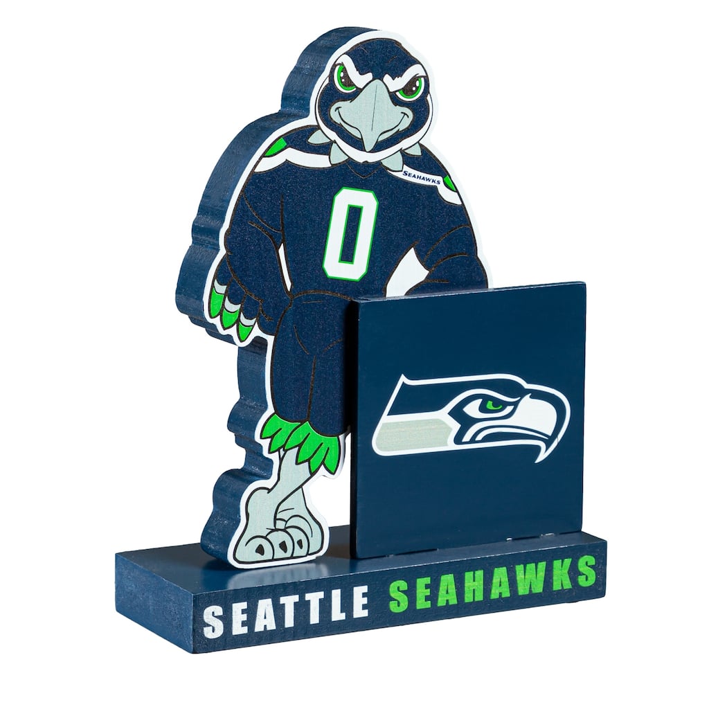 8 in. Wooden Mascot Statue with Team Logo, Seattle Seahawks