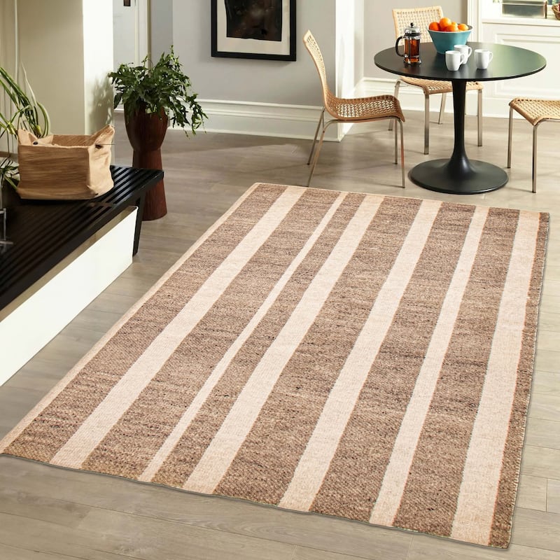 ECARPETGALLERY Hand-knotted Tangier Taupe Wool Rug - 5'1 x 8'2