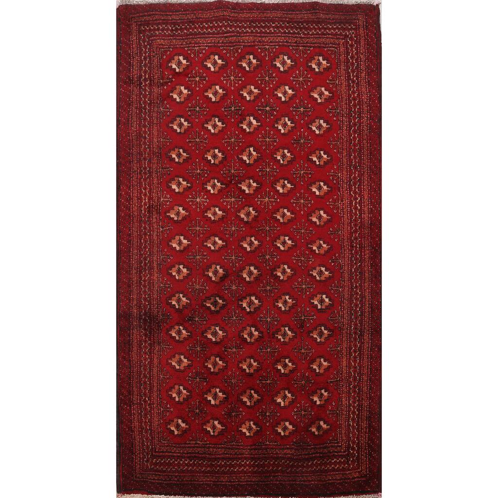 Tribal Geometric Oriental Balouch Afghan Wool Area Rug Handmade - 3'5" x 5'5"
