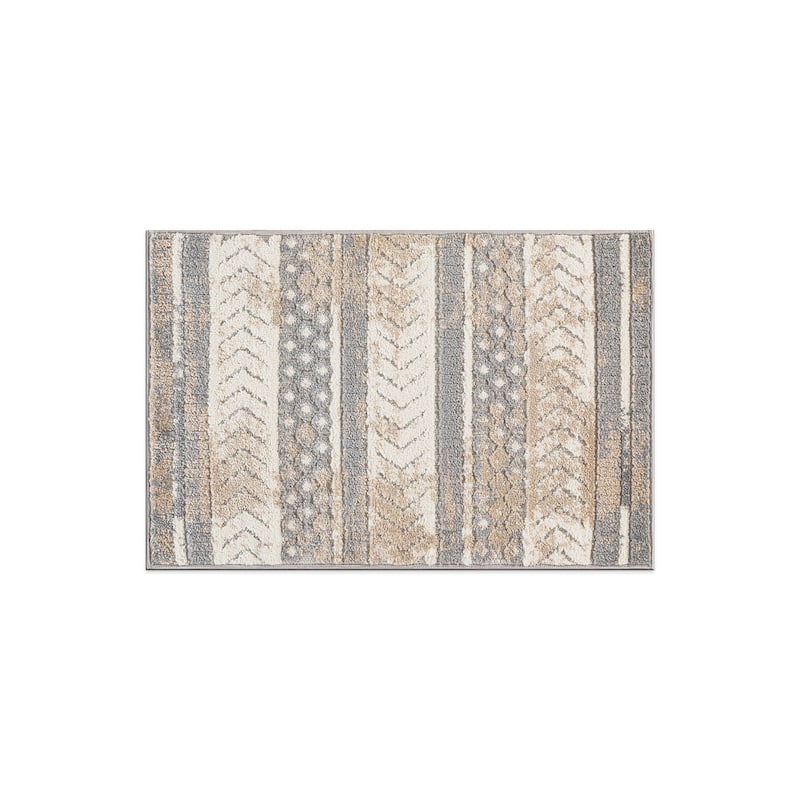 World Rug Gallery Distressed Geometric Indoor/Outdoor Area Rug - 2' x 3' - Beige