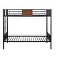 preview thumbnail 11 of 12, Unique Style Twin-Over-Twin Bunk Bed Modern Style Steel Frame Bunk Bed With Safety Rail, Built-In Ladder,Functional Bunk Bed