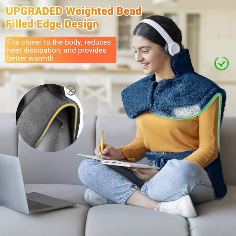 35"x24" Electric 4 Massaging Heating Pad for Back Neck Shoulders Pain Relief, Best Winter Gifts