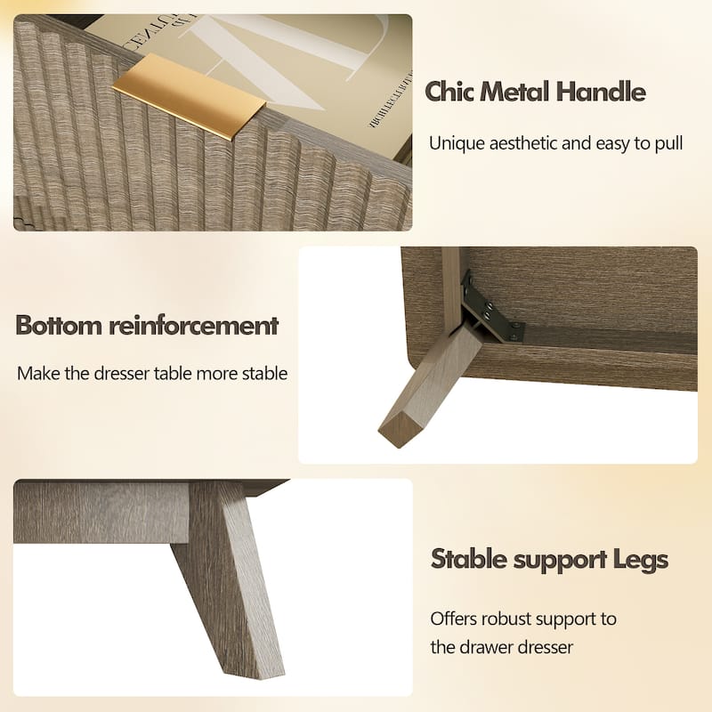 Modern 5 Chest of Drawers, Wood Dresser for Bedroom, Living Room