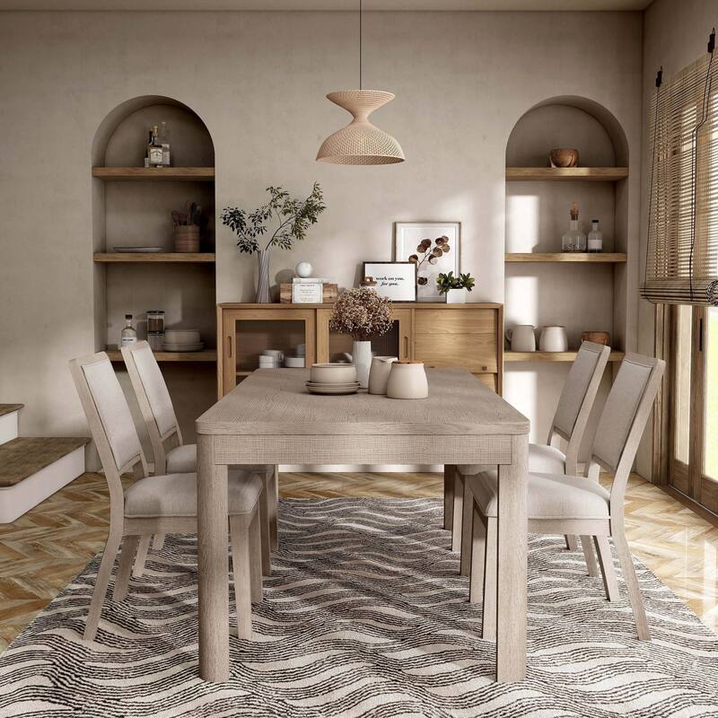 Furniture of America Billet Modern 5-Piece Natural Oak Wood Dining Table Set