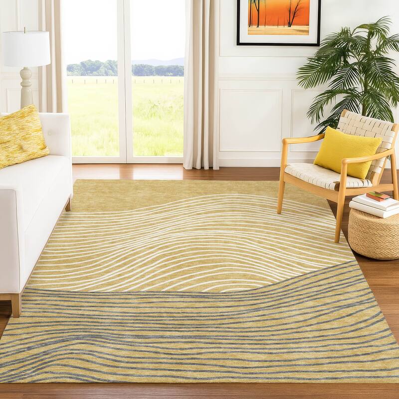 Machine Washable Indoor/ Outdoor Modern Arches Chantille Rug