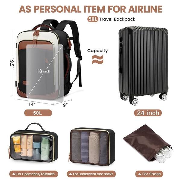 best black travel backpack WITZMAN 45L Convertible Nylon Carry On Luggage Backpack for Men Travel