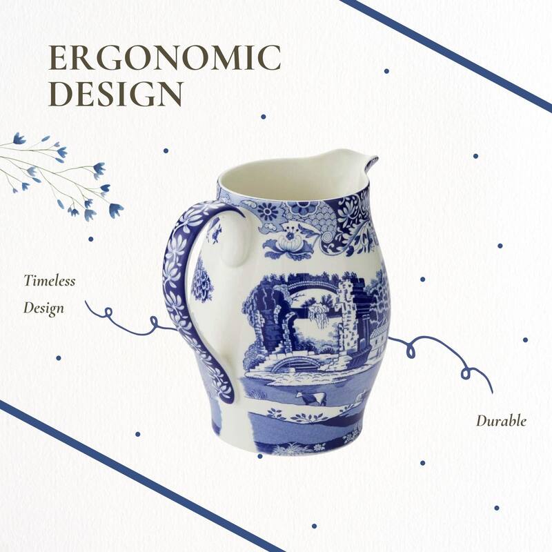 Spode Blue Italian Pitcher - 3.5 Pint