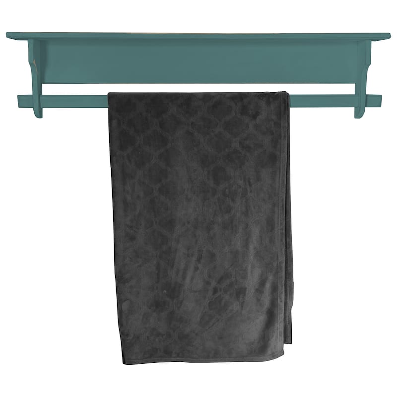Farmhouse Shelf with Quilt Rack - 4 Foot - Sea Foam Green