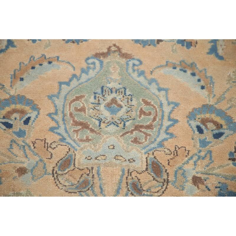 Hand Knotted Oriental 100% Wool Carpet Traditional Floral Peach Kashmar Area Rug - 12' 5'' X 9' 4''