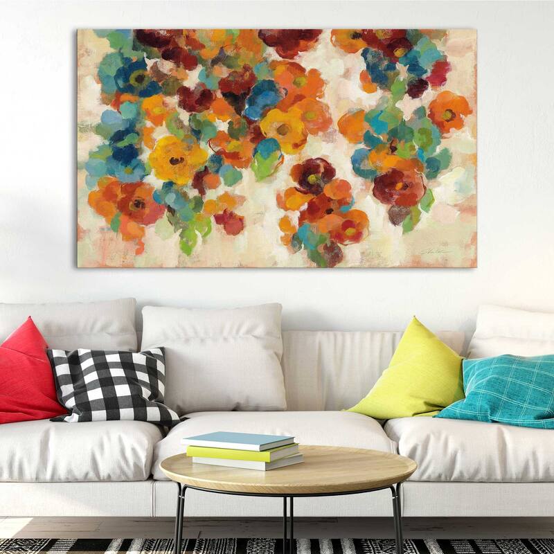 "Spice and Turquoise Florals" Print on Canvas