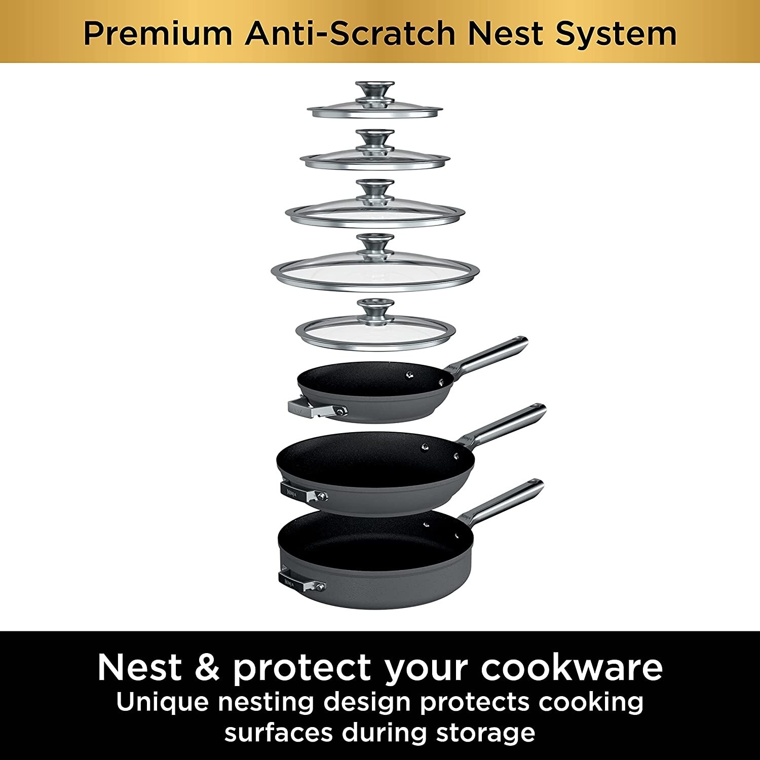Ninja C59500 Foodi NeverStick Premium 10-Piece Cookware Set - Bed