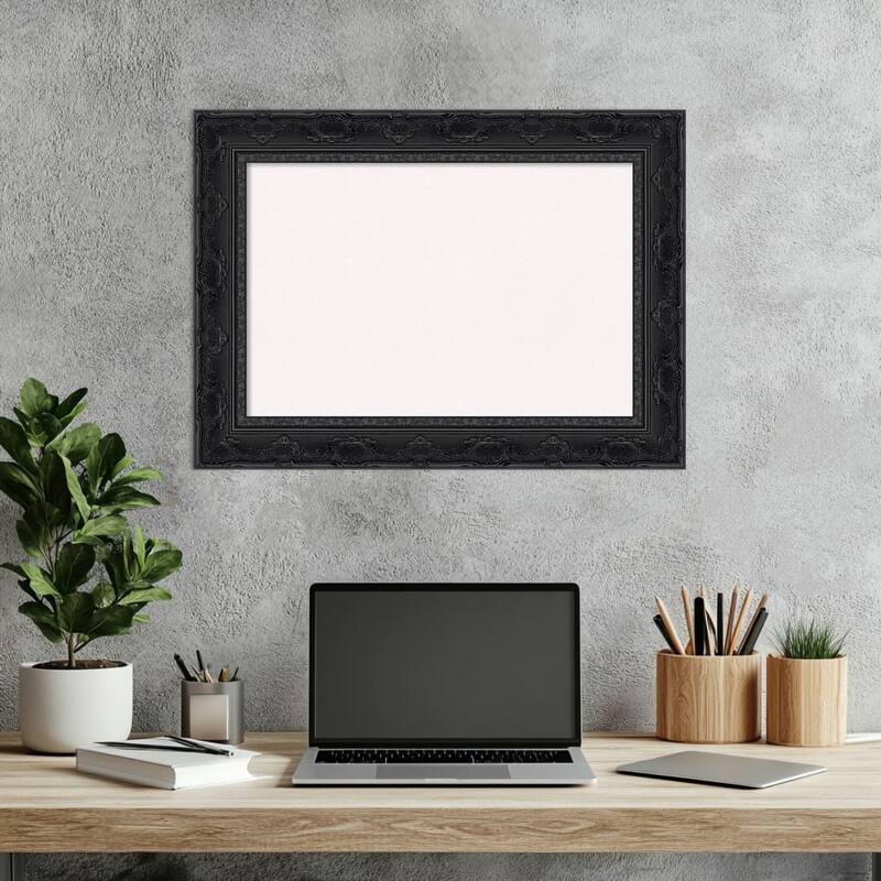 Filigree Gloss Black Framed Cork Board - Bulletin Board, Organization Board, Pin Board