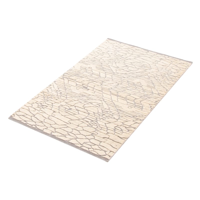 ECARPETGALLERY Hand-knotted Tangier Cream Wool Rug - 2'11 x 4'11