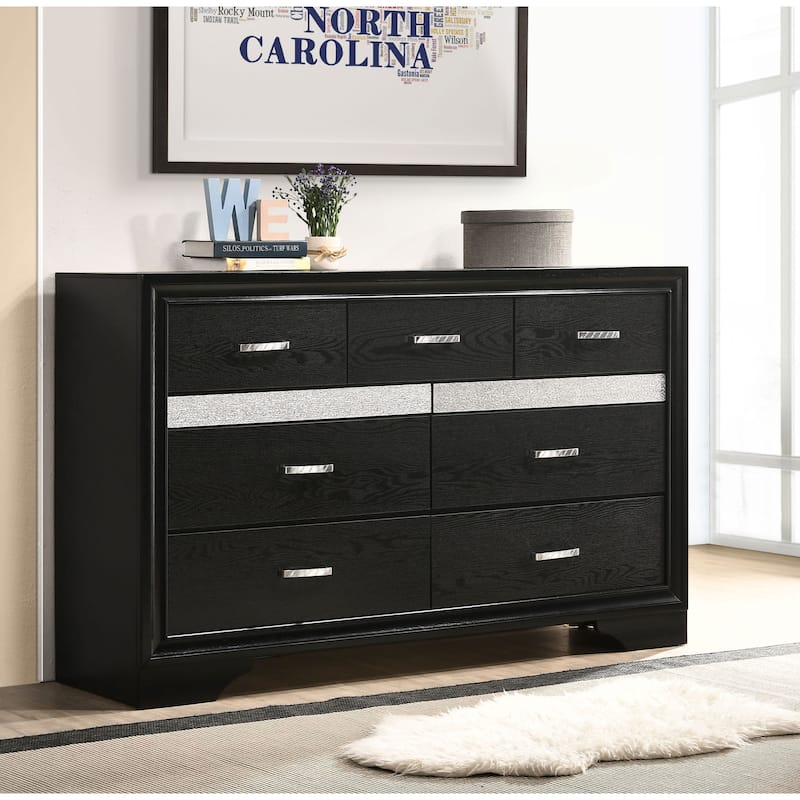 Miranda 7-drawer Dresser with Mirror Black