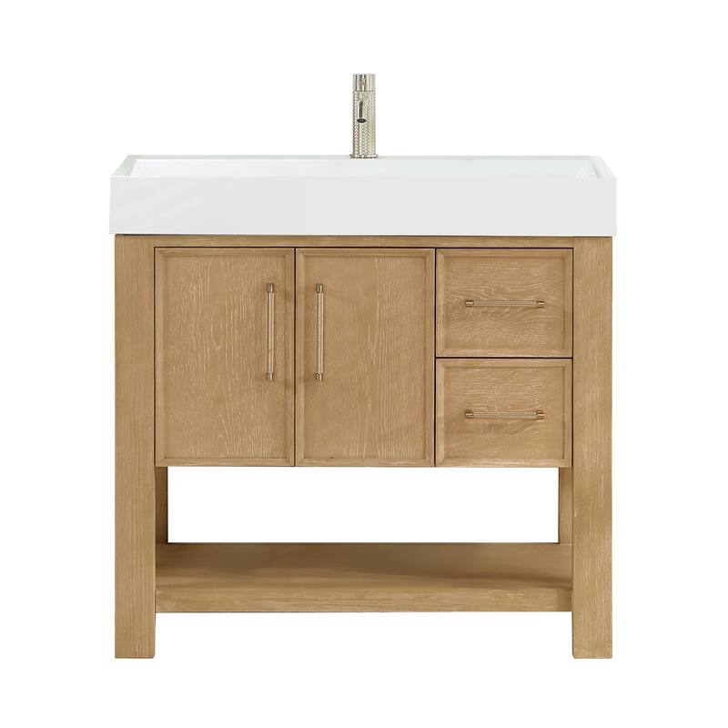 Miseno MV-NM-VERA36-WHT Vera 36" Free Standing Single Basin Vanity Set - Washed Ash Grey - Ash Finish