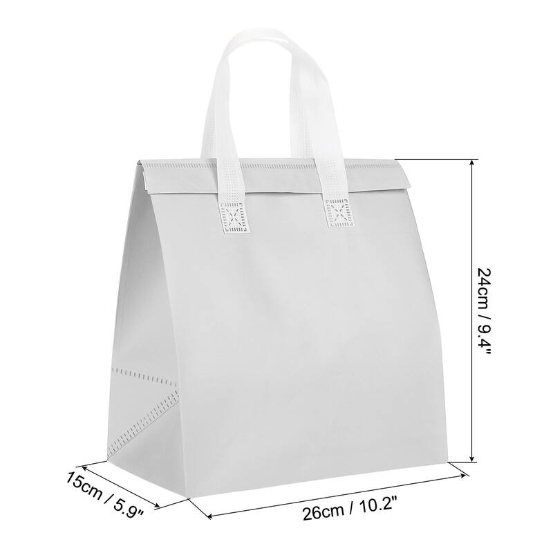 Insulated Take Away Bags, 25 Pcs Thermal Bags 9.4 x 5.9 x 10.2 Inch - White