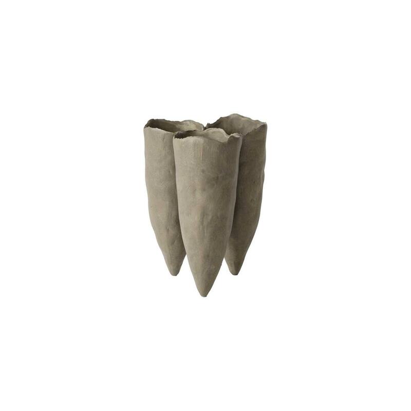 Clustered Conical Shaped Ceramic Vase - 6" - Gray