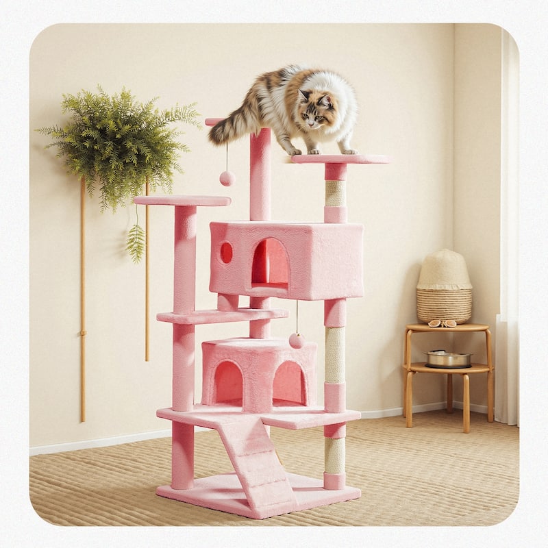 Cat Tree Tower with Scratching Posts and Cond,Multi-Level Kitty Climber for Indoor Cats
