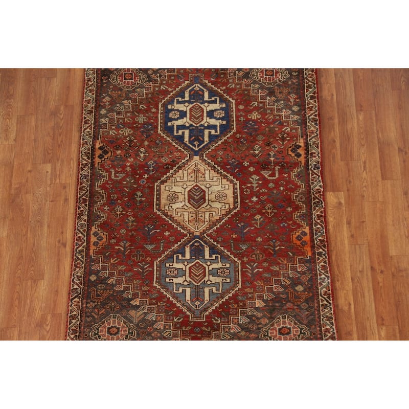Shiraz Persian Vintage Area Rug Bedroom Handmade Wool Carpet - 3'7"x 5'0"