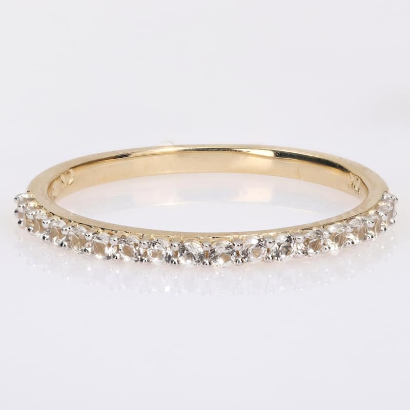 Miadora Created White Sapphire Stackable Anniversary Wedding Band in 10k Yellow Gold