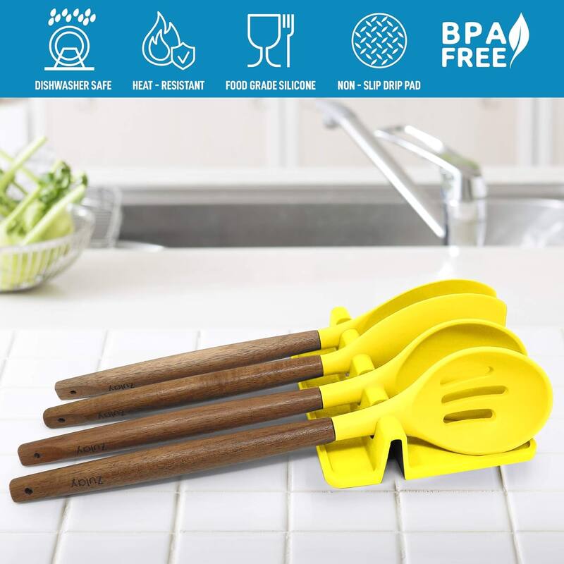 Zulay Kitchen Silicone Utensil Rest with Drip Pad