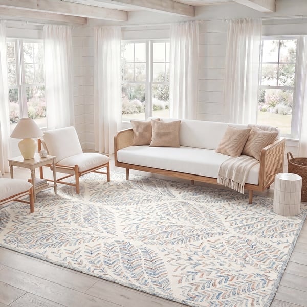 slide 2 of 104, SAFAVIEH Handmade Capri Ilianka Wool Rug 10' x 14' - Ivory/Blue - Rectangle