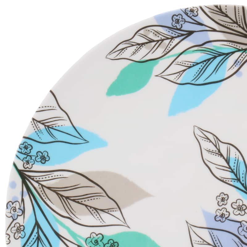 12 Piece 9 Inch Round Melamine Dessert Plate Set in Blue