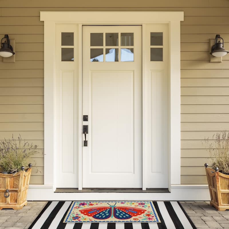 Folk Butterfly Welcome Doormat 17x29