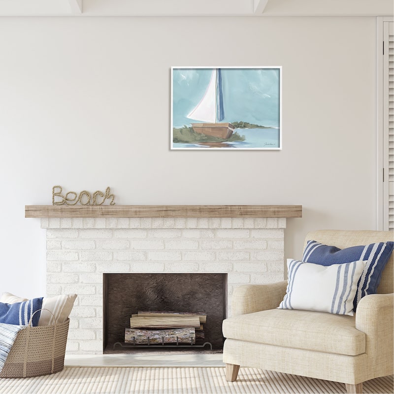 Stupell Maritime Sailboat Scene Framed Giclee Art Design by Liz Jardine