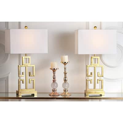 SAFAVIEH Lighting Chantelle Greek Antiqued Gold 29-inch Table Lamp (Set of 2) - 16"W x 9"D x 29"H