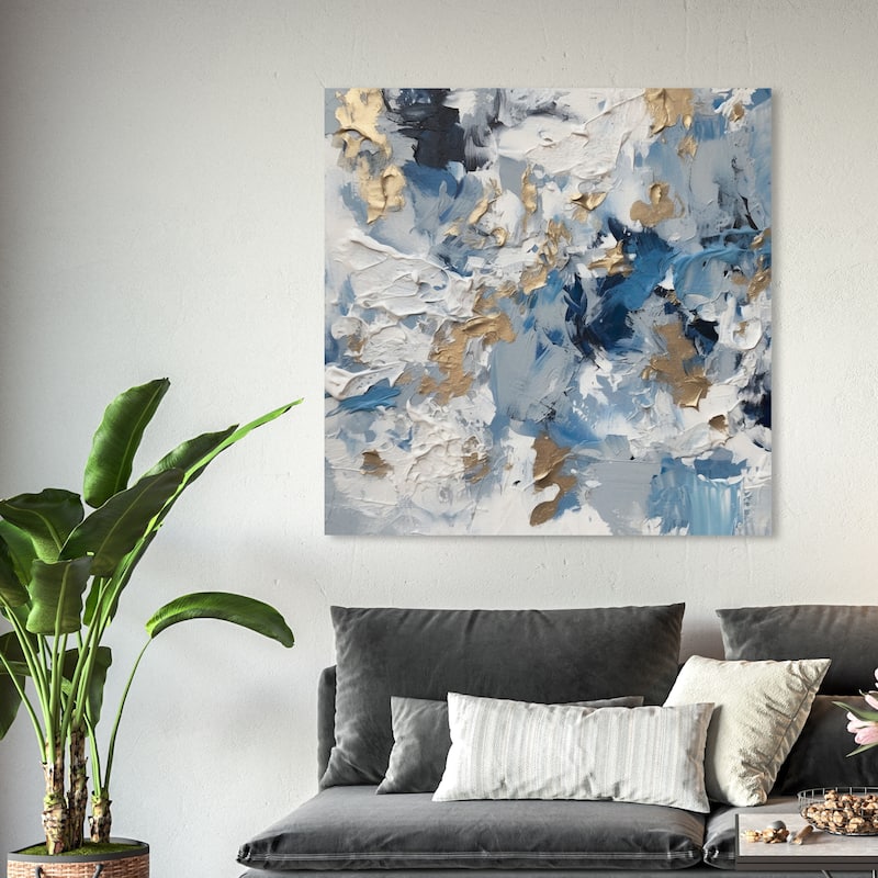 Wynwood Studio Abstract Ice Mountain Whipped Cream White and Metallic Gold Modern & Contemporary Wall Art Canvas Print - 40 x 40