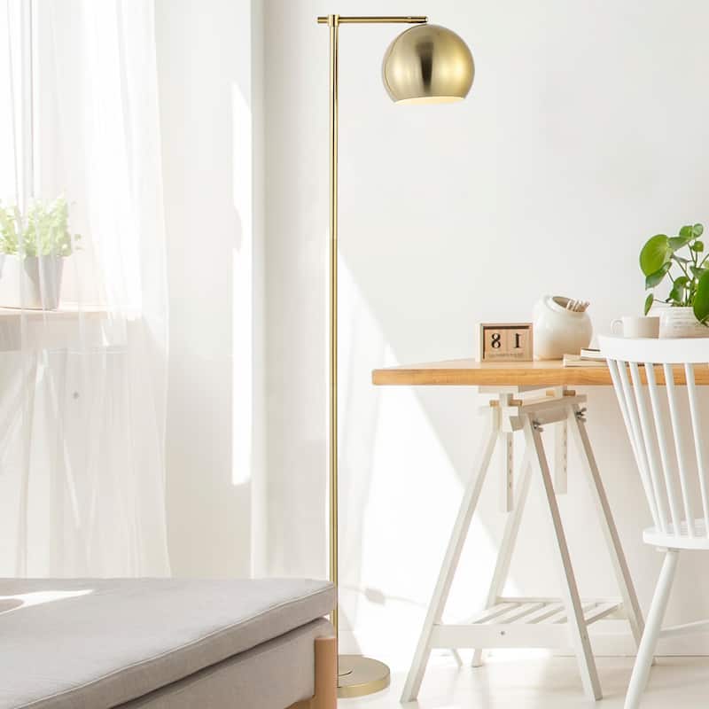 Joanie 58.5" Modern Contemporary Iron LED Floor Lamp, Brass Gold by JONATHAN Y