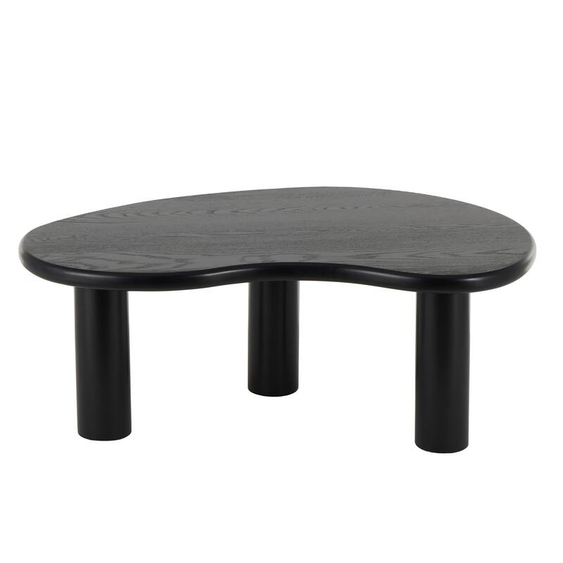 Black Wood Heart Inspired Living Room Coffee Table with 3 Legs