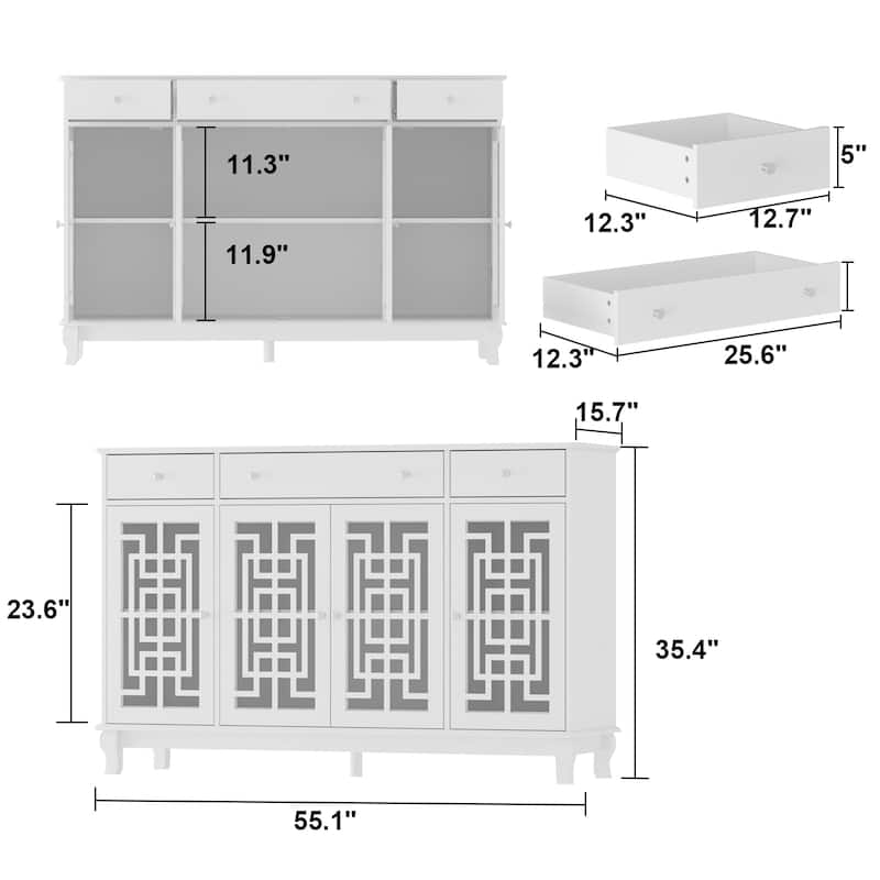 55.1" Storage Cabinet Accent Cabinet Console Table Sideboard Buffet